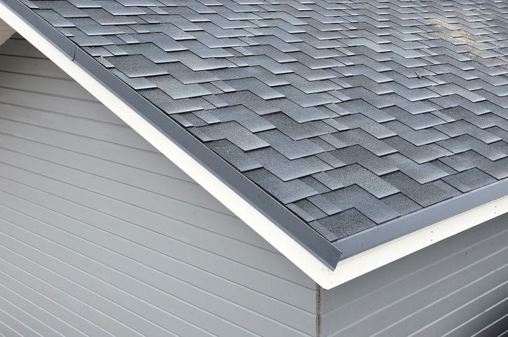 A close up of a gray roof on a house