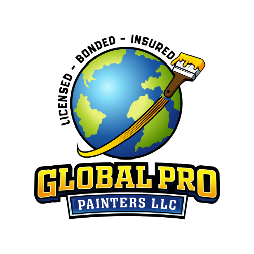 The logo for Global Pro Painters LLC shows a globe with a paint brush attached to it.