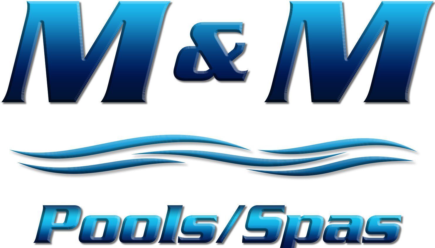 A logo for m & m pools and spas