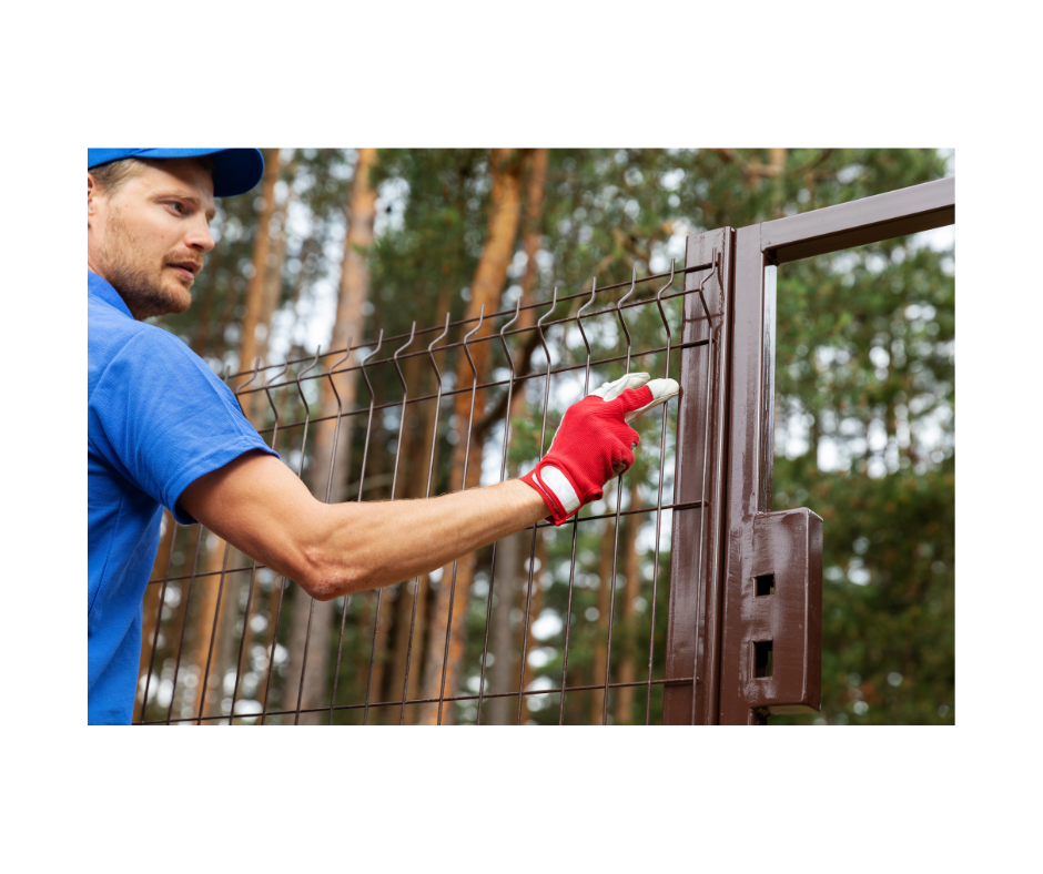 picture of man attaching iron gate