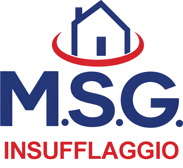 Un logo caratterizzato dal contorno di una casa blu, una linea ondulata rossa sottostante e la scritta blu "MSG" su sfondo bianco.