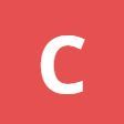 A white letter c on a red background.