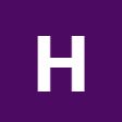The letter h is white on a purple background.