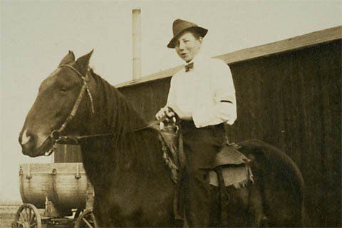 man on a horse old photo