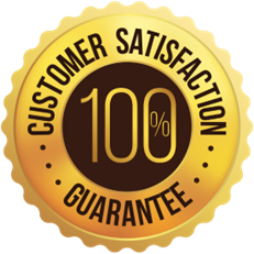 a yellow customer satisfaction guarantee logo