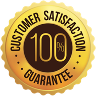 a yellow customer satisfaction guarantee logo