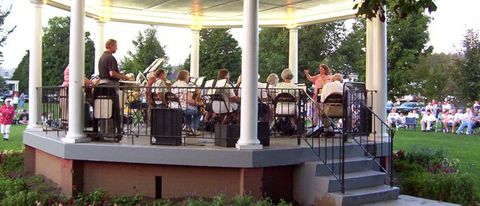 concert at bandstand park in lyndon, vermont