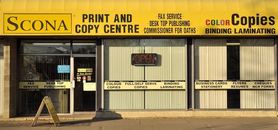 The front of a scona print and copy centre