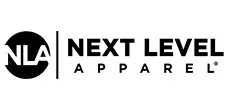 Logo for Next Level Apparel, featuring "NLA" in a circle, and the company name.