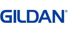 Gildan logo in blue text on a white background. "GILDAN" in bold, sans-serif font, with an "®" symbol.