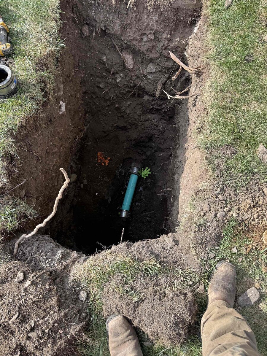 Utah sewer line at the bottom of a seven-foot-deep excavated trench