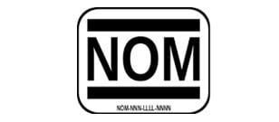 Un letrero en blanco y negro que dice nom
