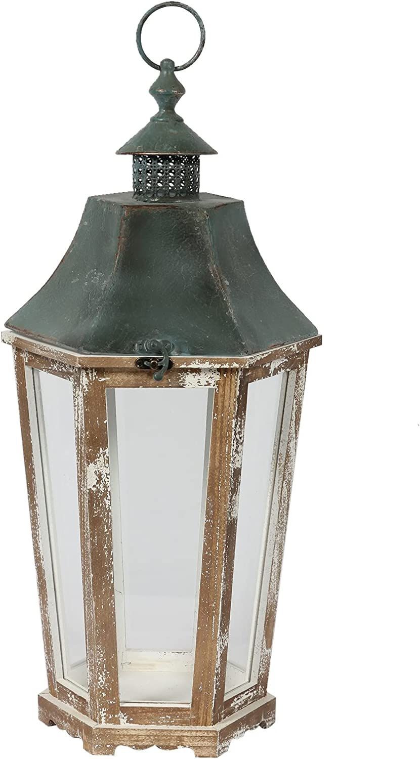 Rustic Metal and Wooden Decorative Lantern
