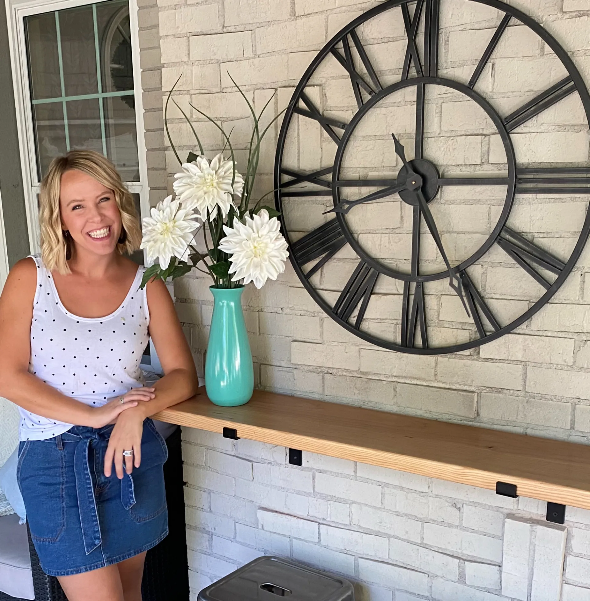 Bare Brick Makeover - Floating Shelf