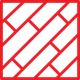 A red square with a pattern of diagonal lines on a white background.