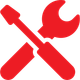 A red icon of a wrench and screwdriver crossed over each other.