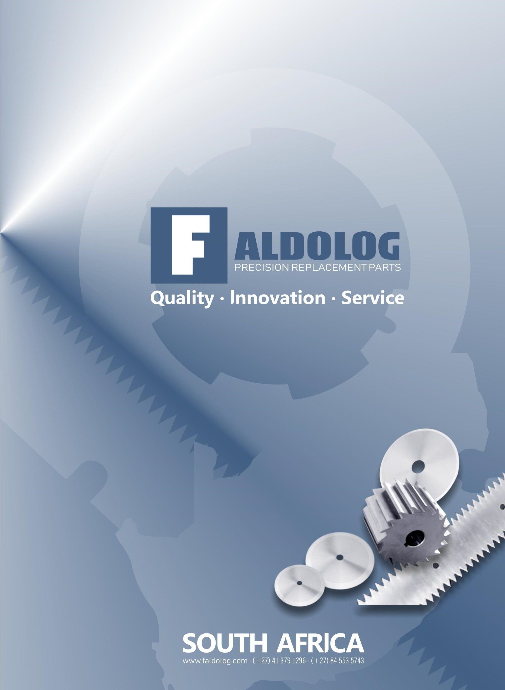 A brochure for aldolog south africa with gears on it