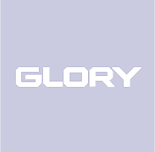 The word glory is written in white on a purple background.