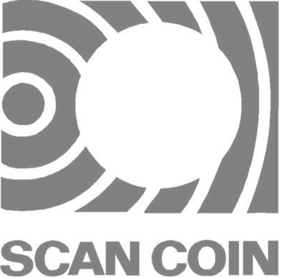 A black and white logo for scan coin