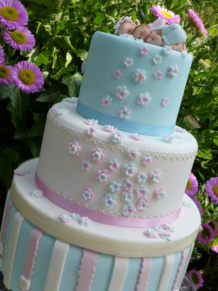 three step colourful cake