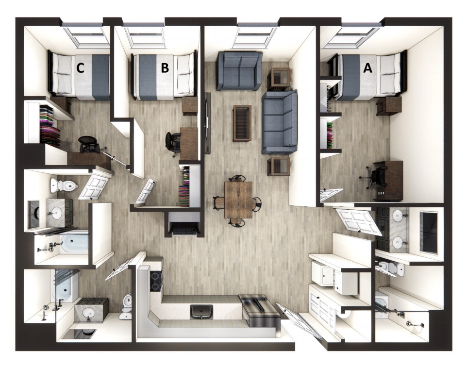 3 bed 2 bath floorplan