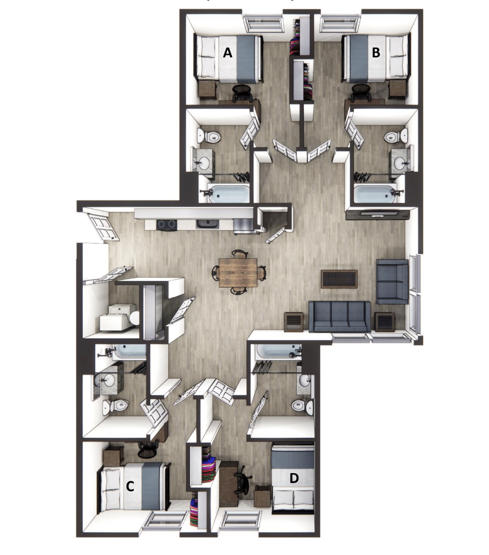 4 bed 4 bath floorplan