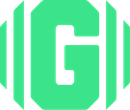 The letter g is green and white on a white background.