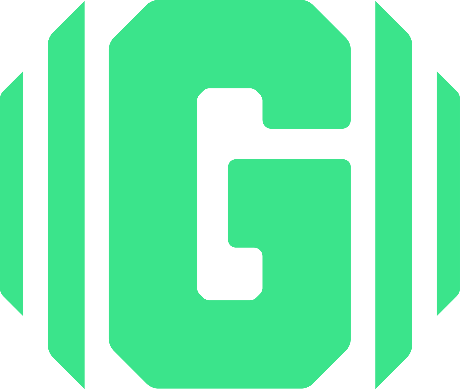 The letter g is green and white on a white background.