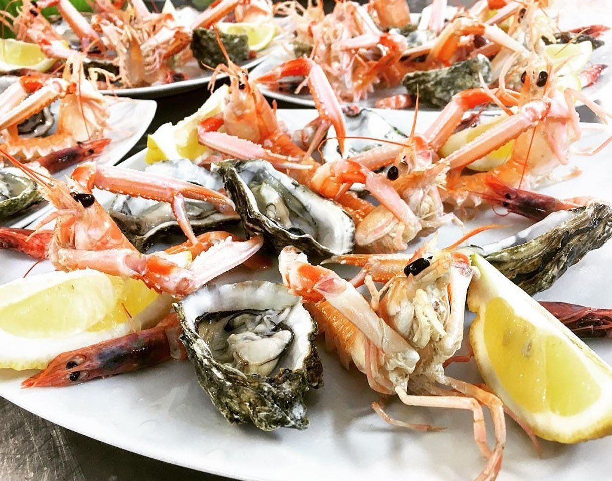 Ostriche e scampi