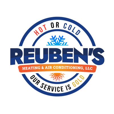 A logo for reuben 's heating and air conditioning llc