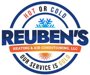 A logo for reuben 's heating and air conditioning llc