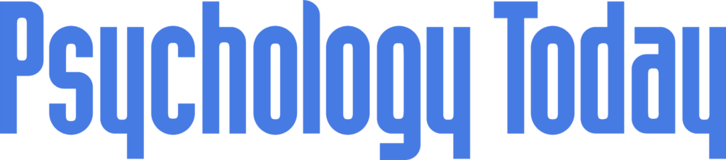 A black and white logo for psychology today on a white background.