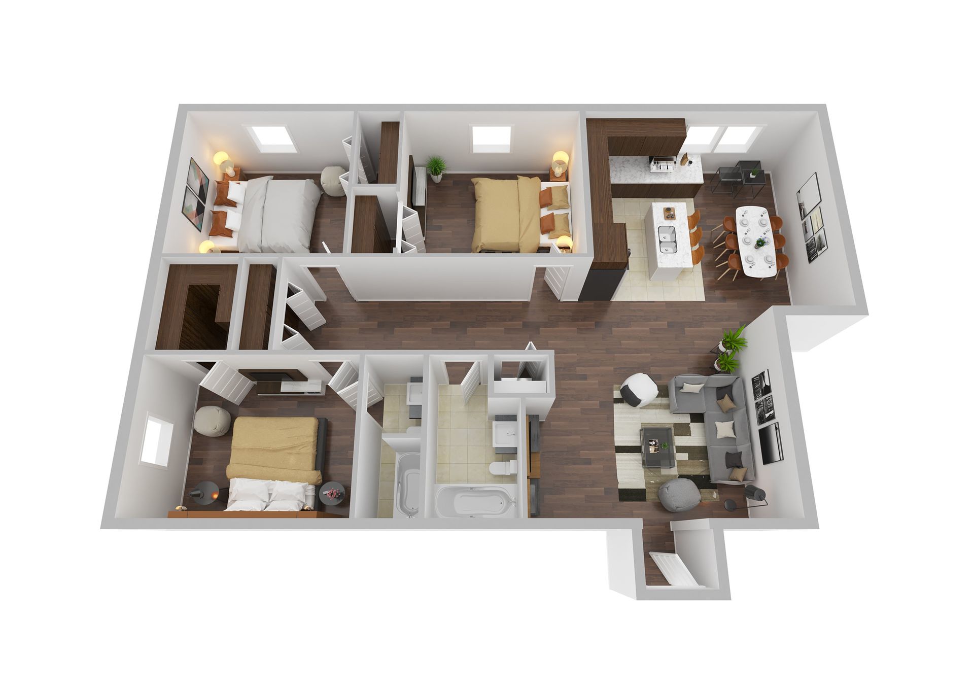 Main floor unit digitally rendered floorplan