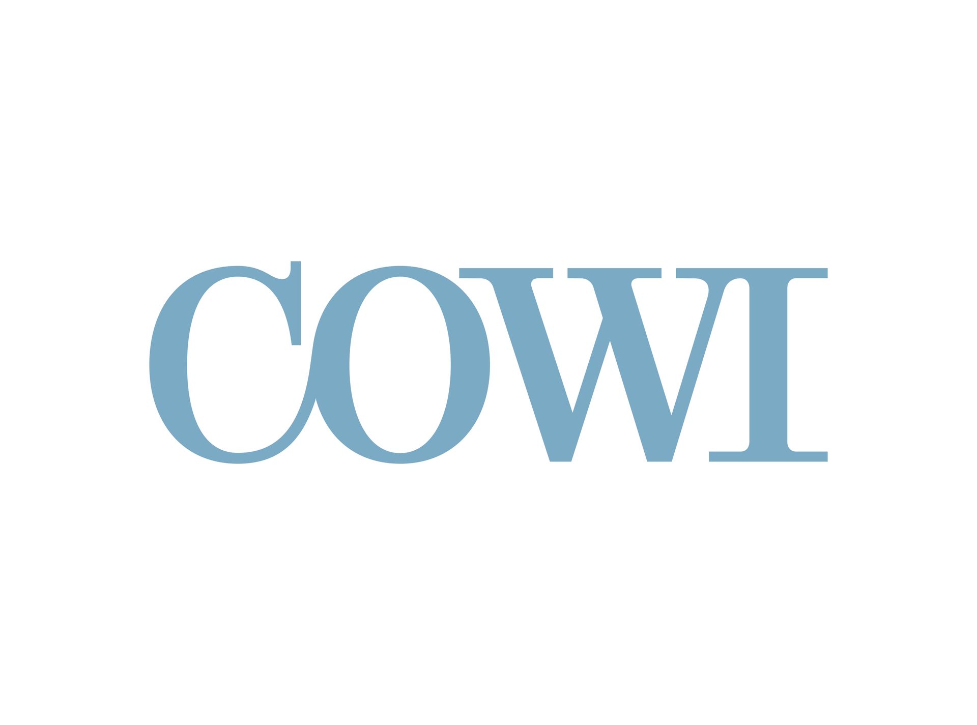 COWI logo in light blue text on a white background.