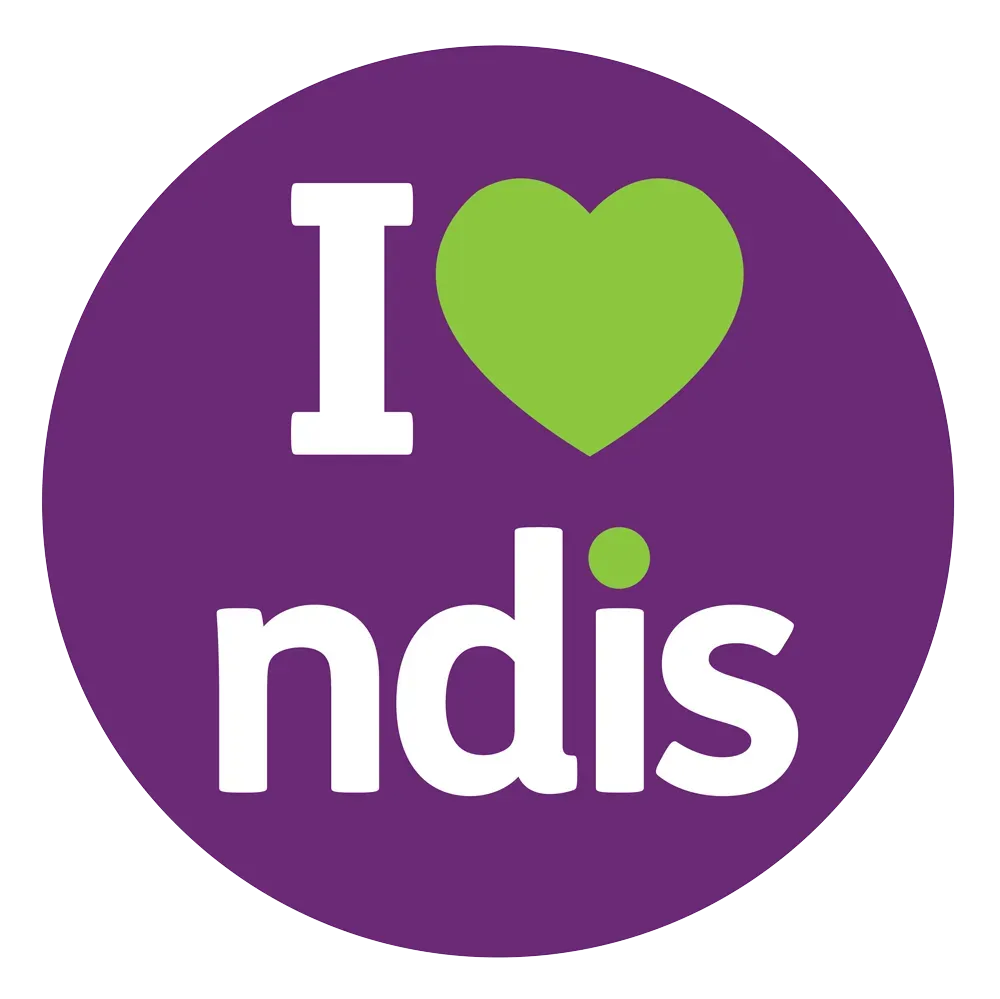 A purple button that says i love ndis