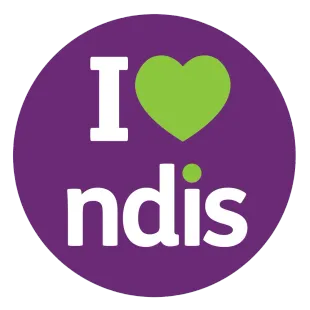 A purple button that says i love ndis