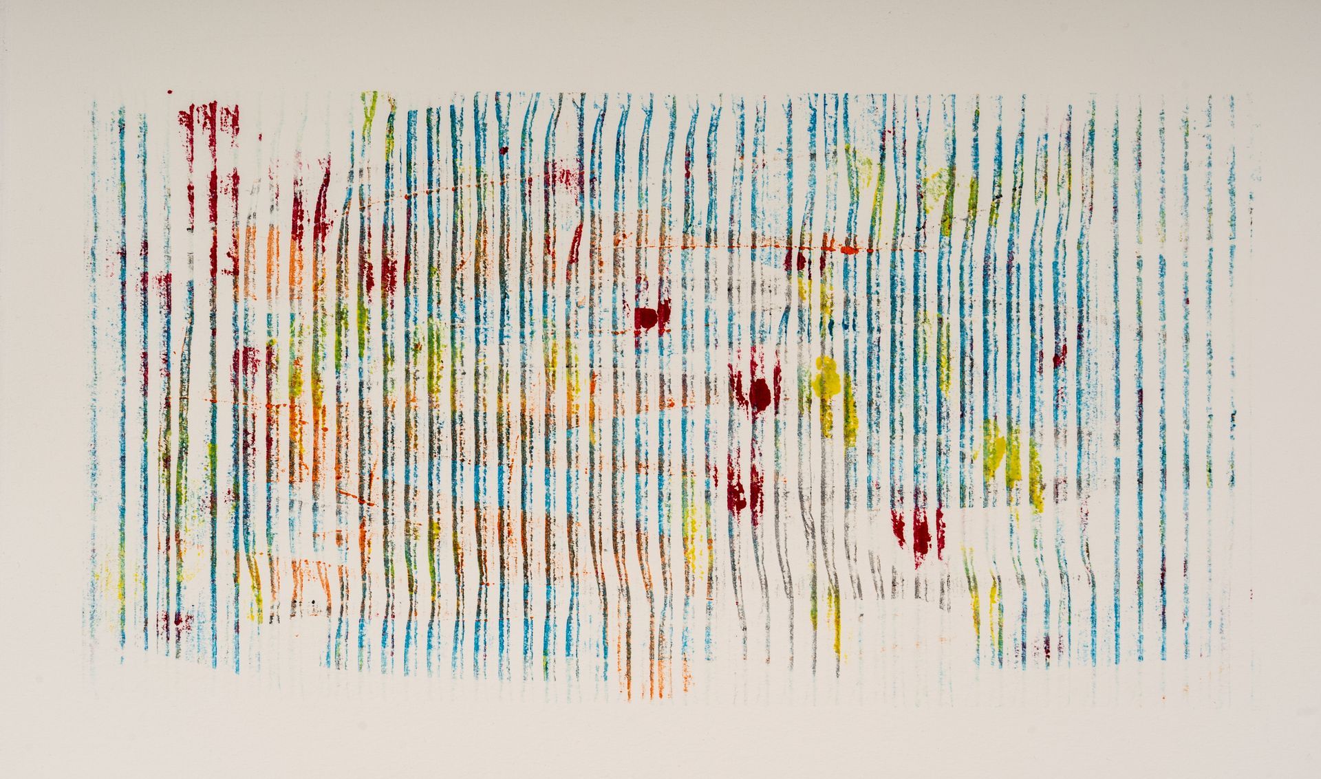 A close up of a colorful painting on a white background.