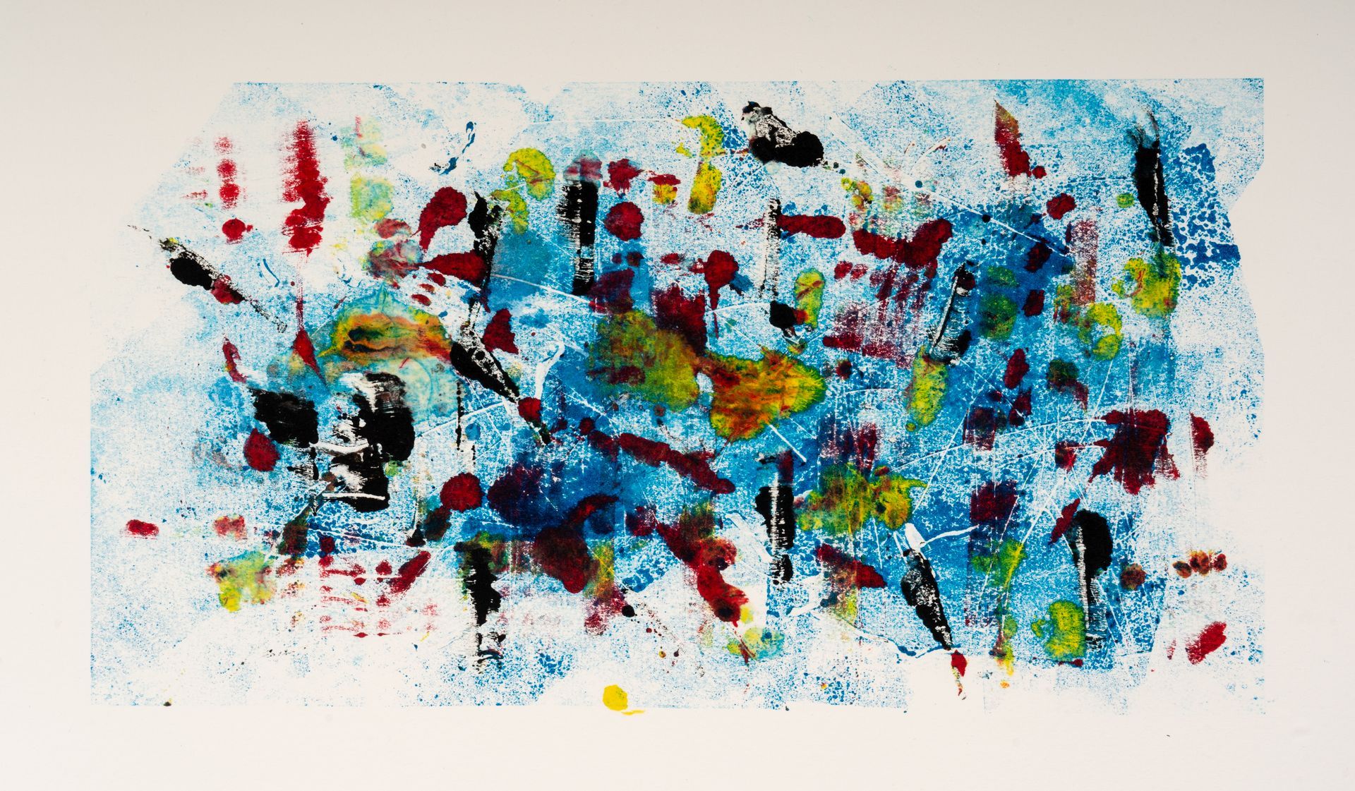 A painting with a lot of different colors on it