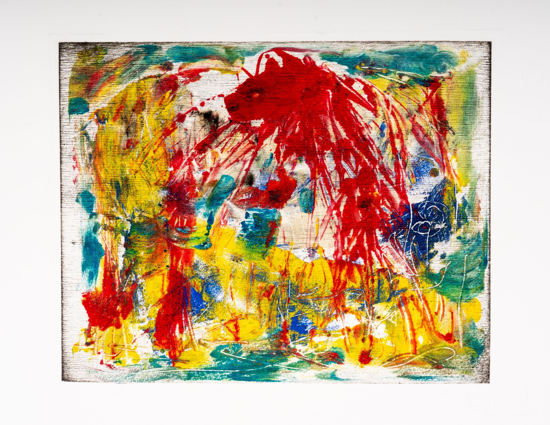 A colorful painting on a white background with a ruler in the corner.