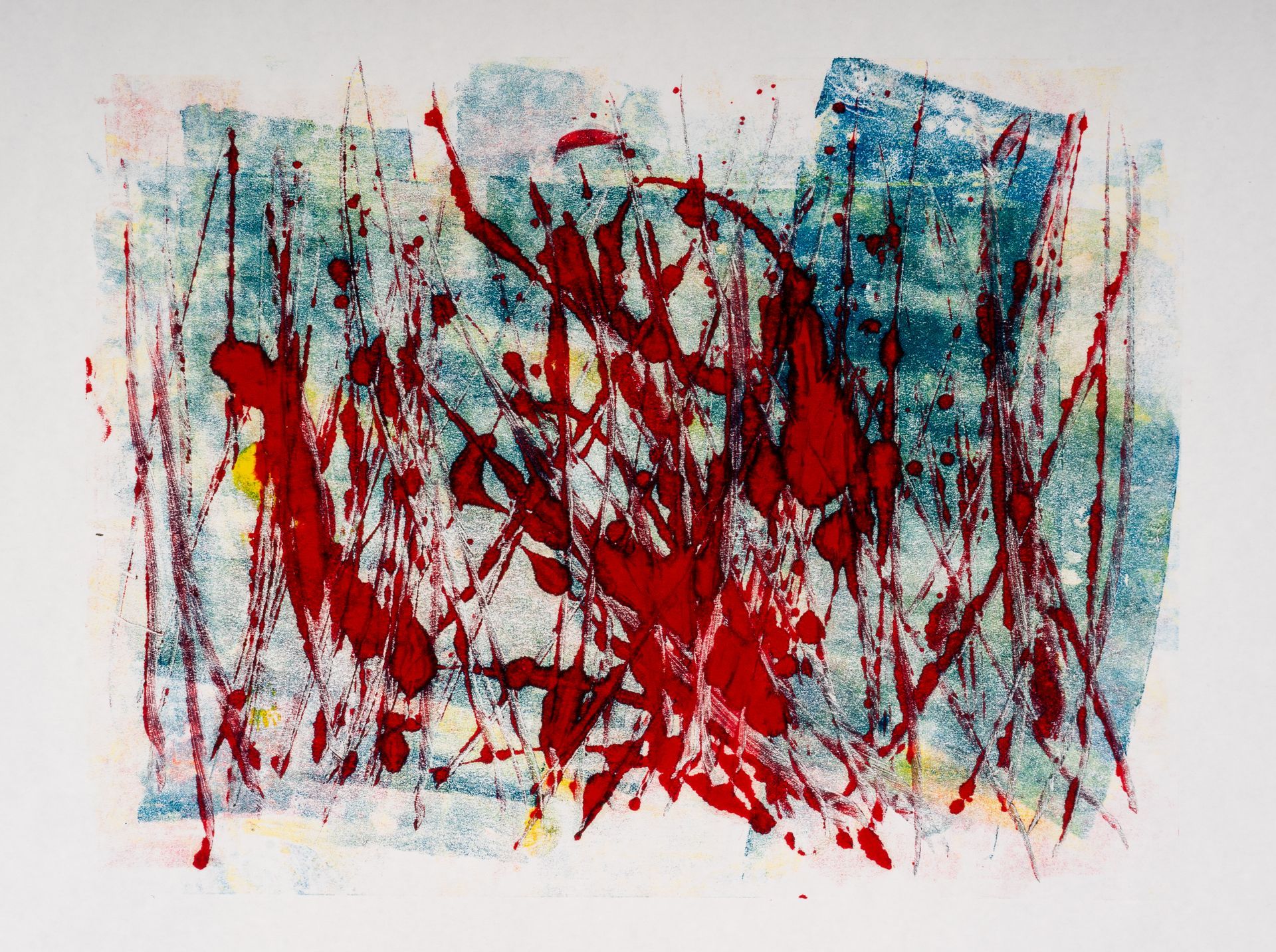 A painting with a lot of red spots on it