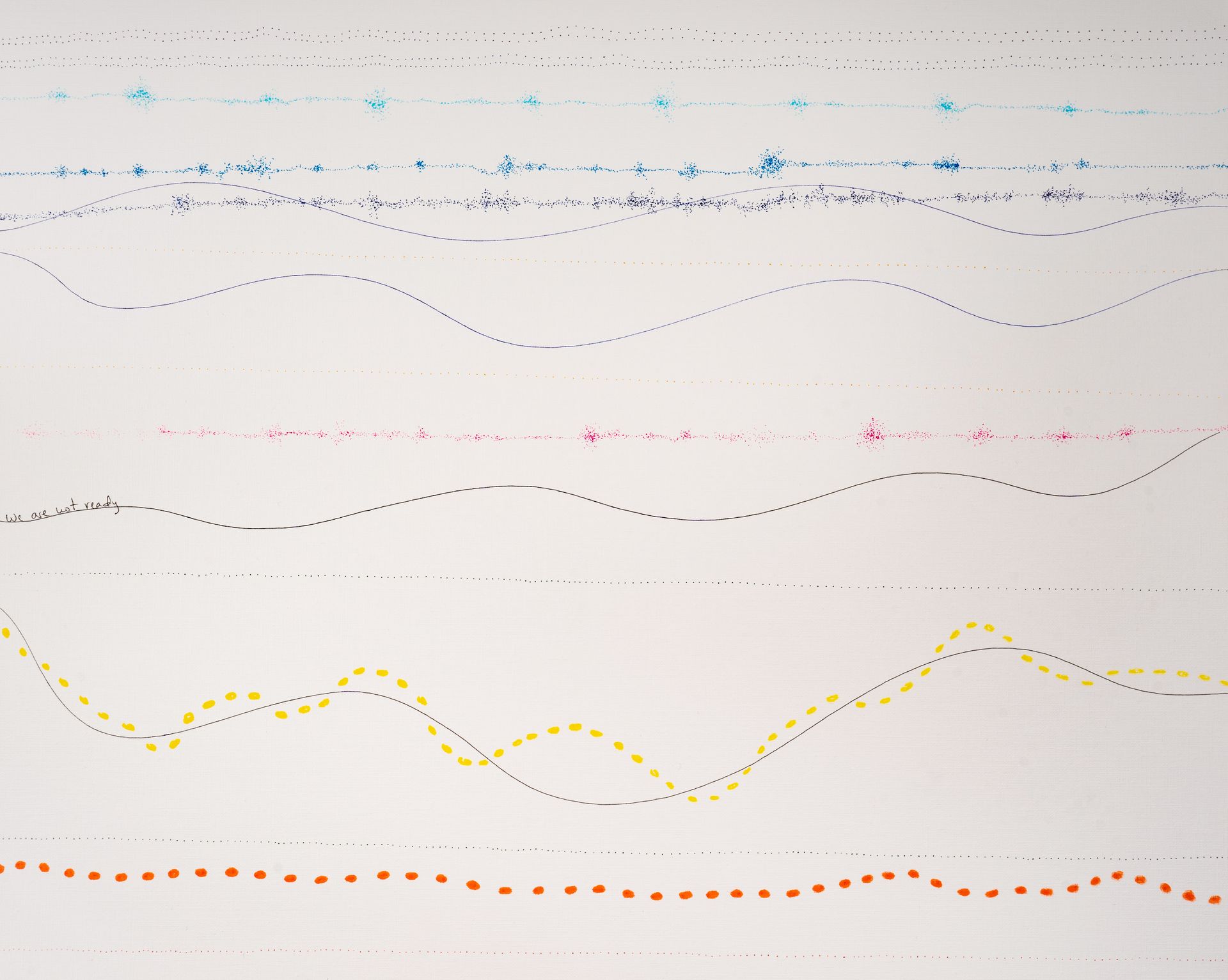 A bunch of different colored lines on a piece of paper