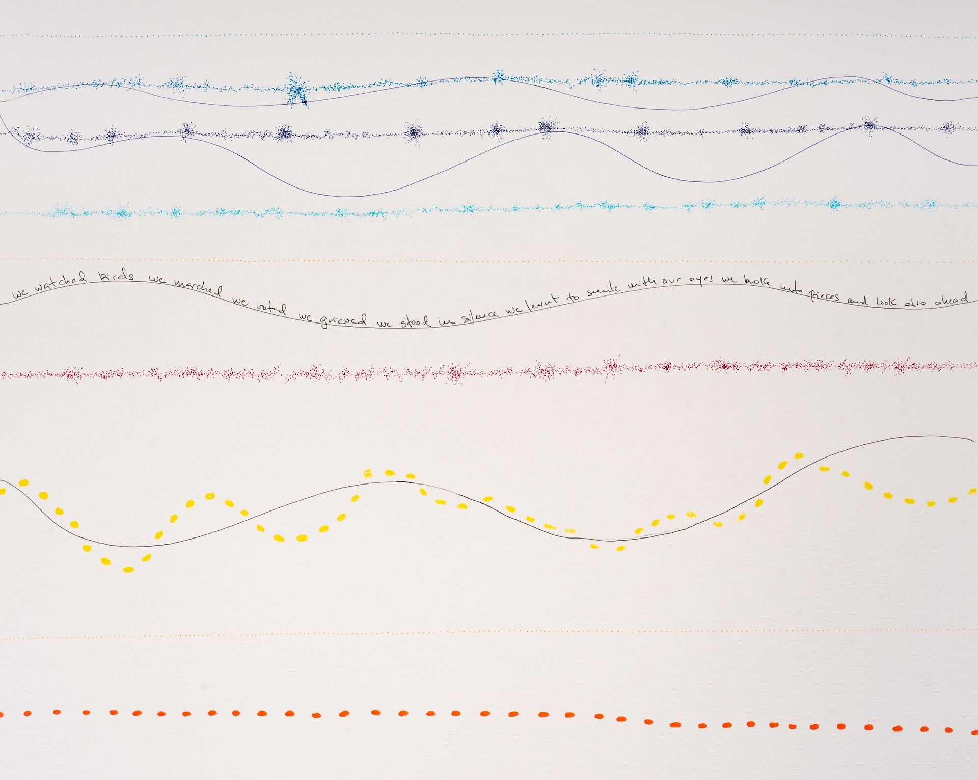 A white sheet of paper with lines and dots on it