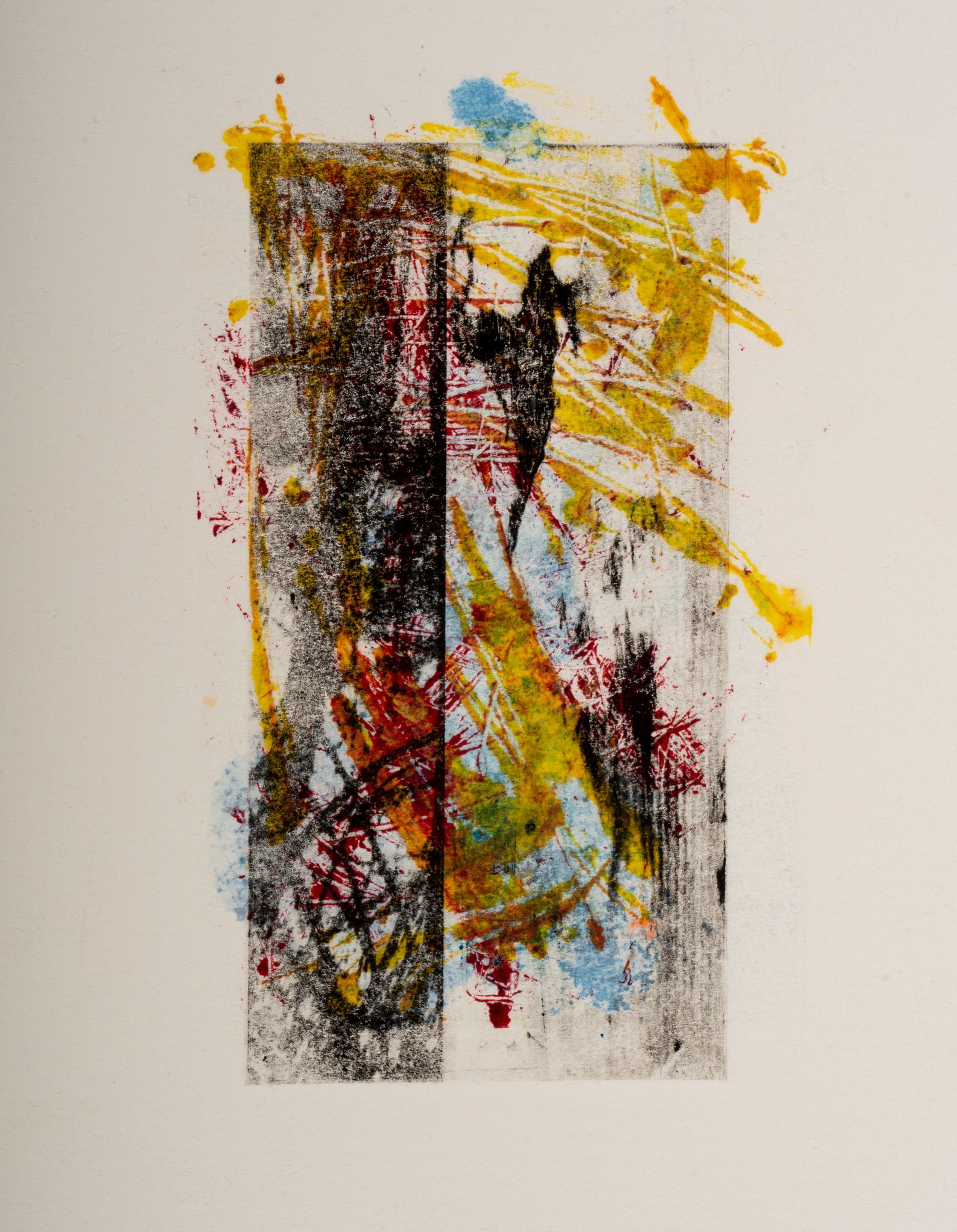 A close up of a painting on a white background