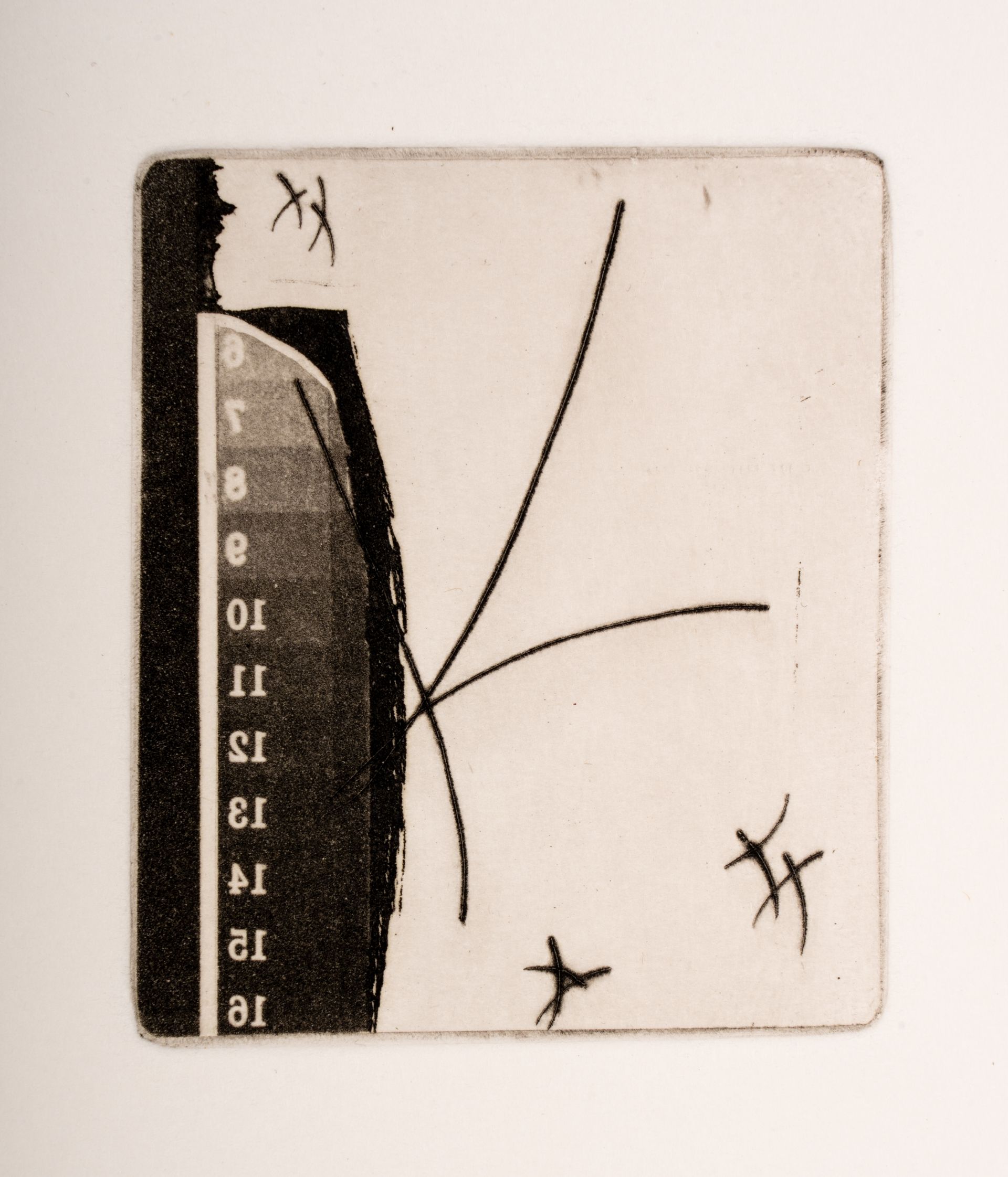 A black and white drawing with numbers from 1 to 18