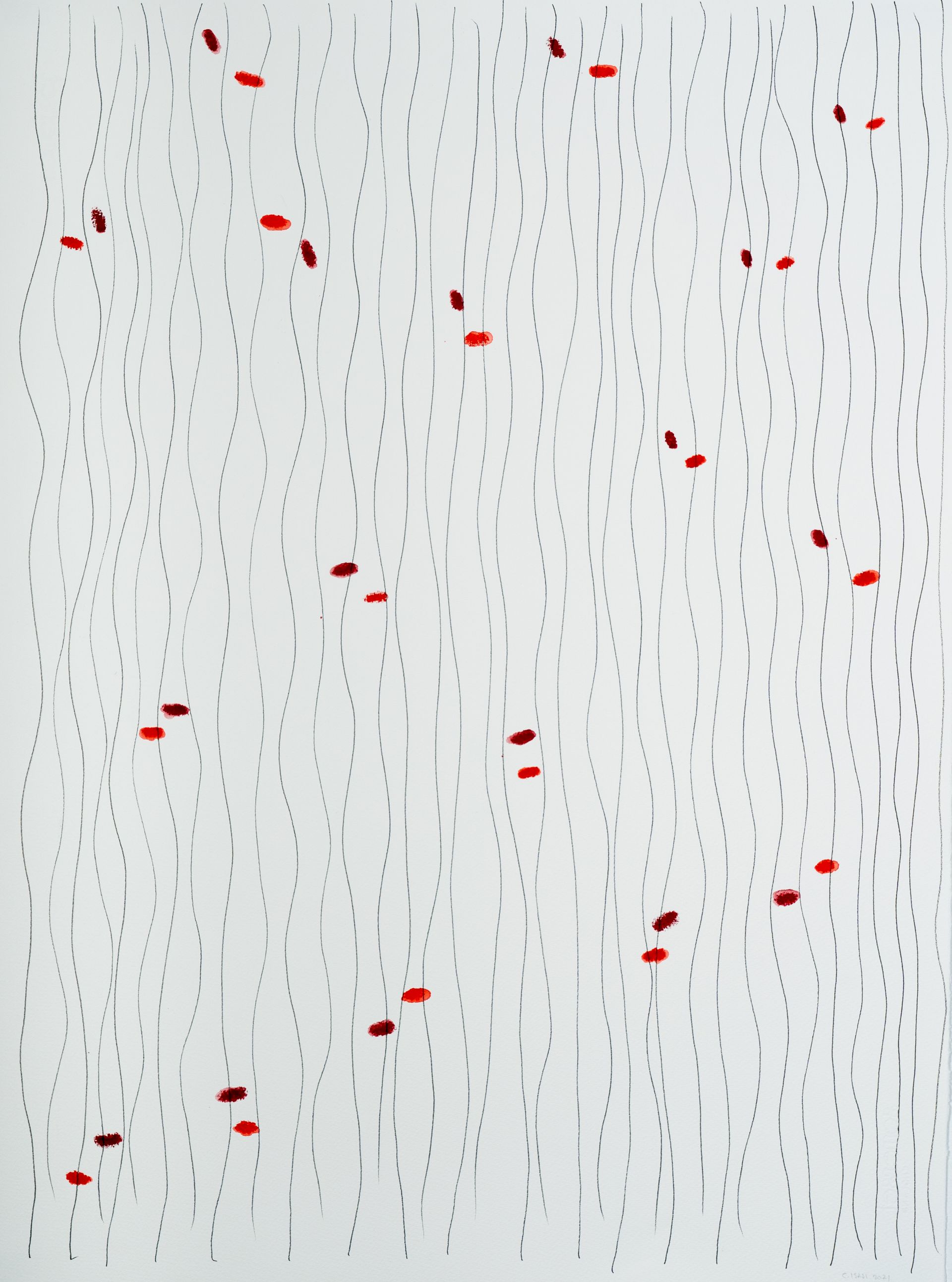 A white background with red dots on it