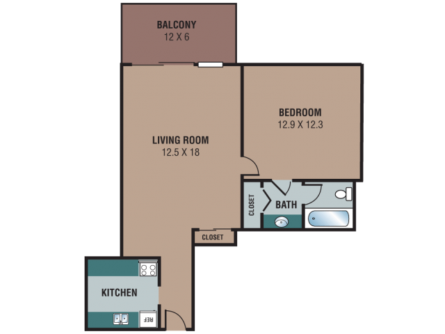 1 bed floorplan
