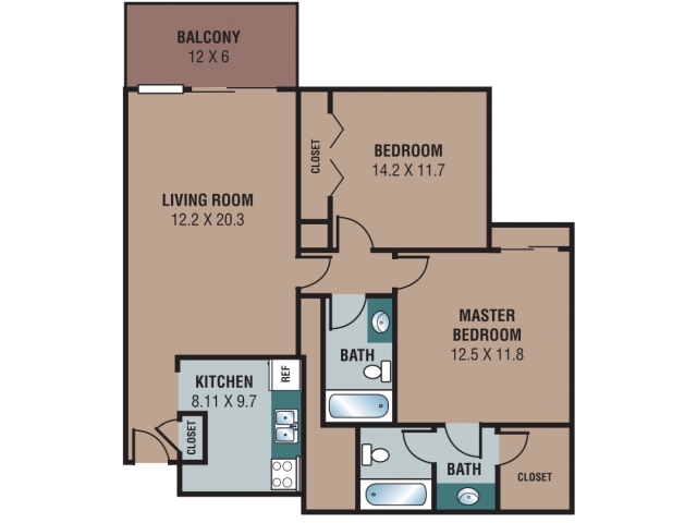 2 bed floorplan