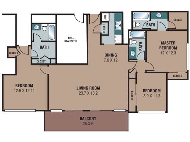 3 bed floorplan