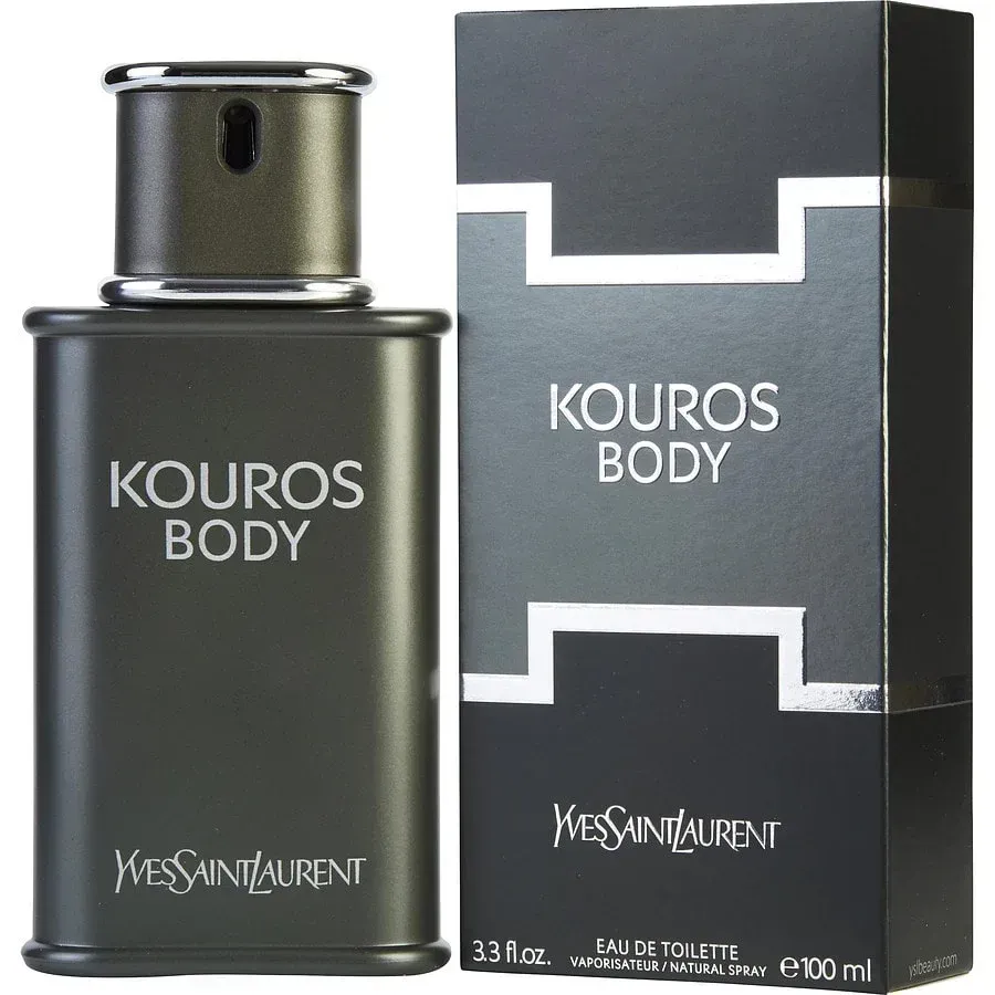 A bottle of kouros body next to its box