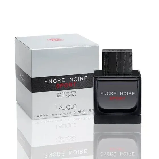 A bottle of encre noire sport cologne next to its box